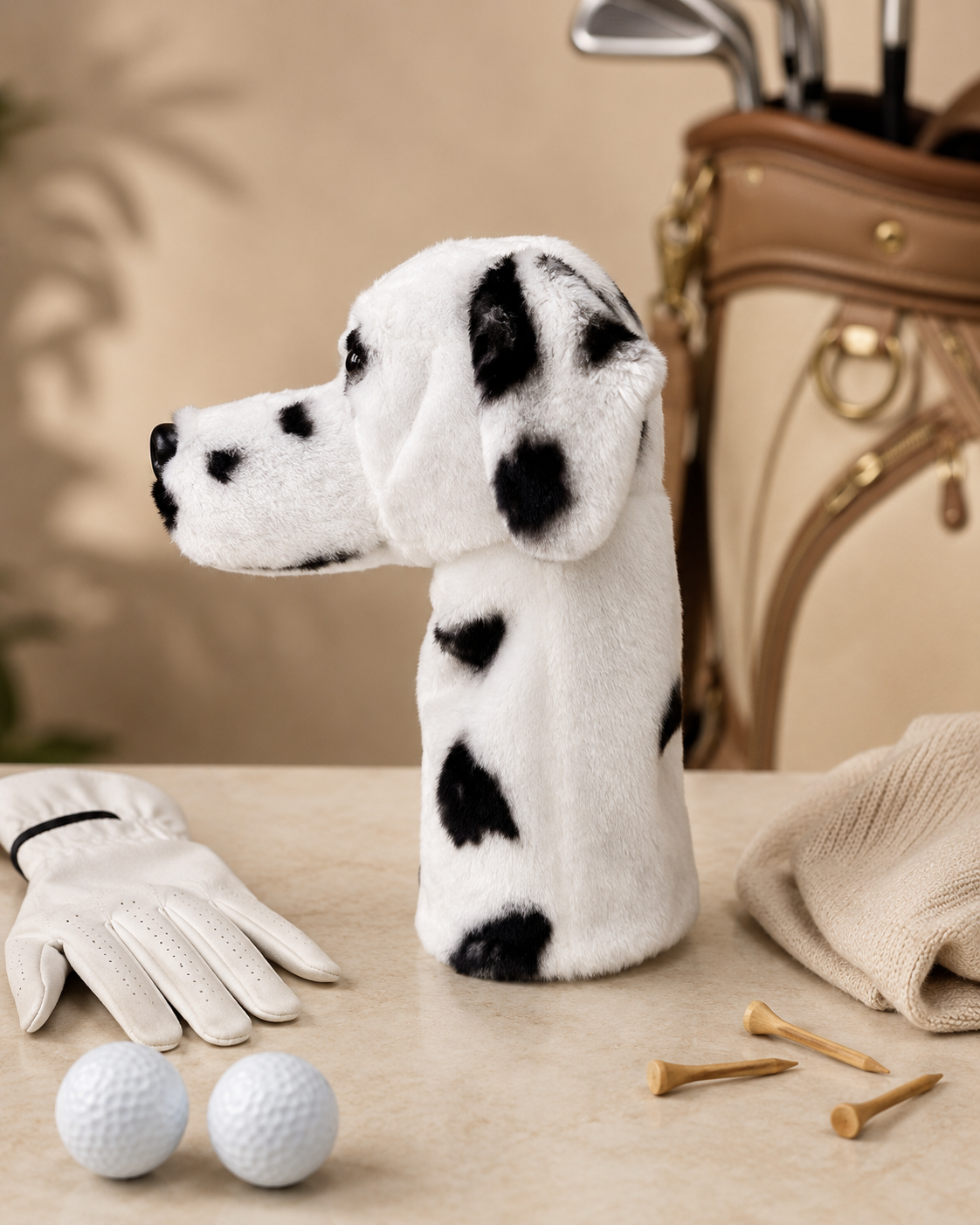 Dalmatian Golf Driver Headcover, Plush Dog Animal Club Cover, Fits No.1 Wood