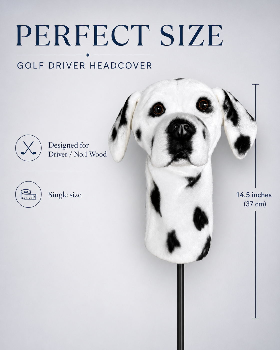 Dalmatian Golf Driver Headcover, Plush Dog Animal Club Cover, Fits No.1 Wood