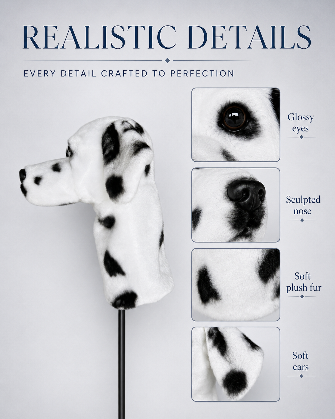 Dalmatian Golf Driver Headcover, Plush Dog Animal Club Cover, Fits No.1 Wood