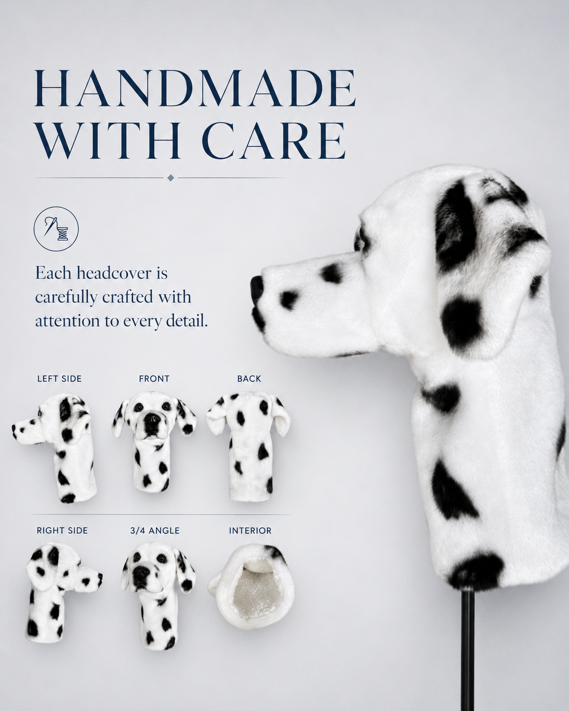 Dalmatian Golf Driver Headcover, Plush Dog Animal Club Cover, Fits No.1 Wood