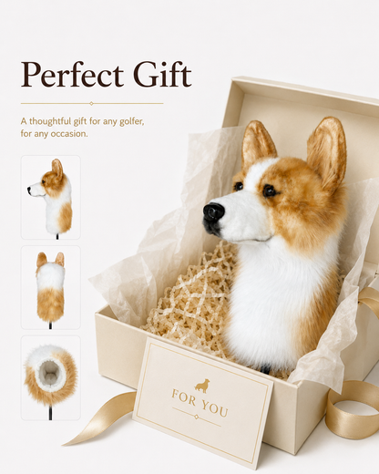 Corgi Golf Driver Headcover, Plush Dog Club Cover for No.1 Wood