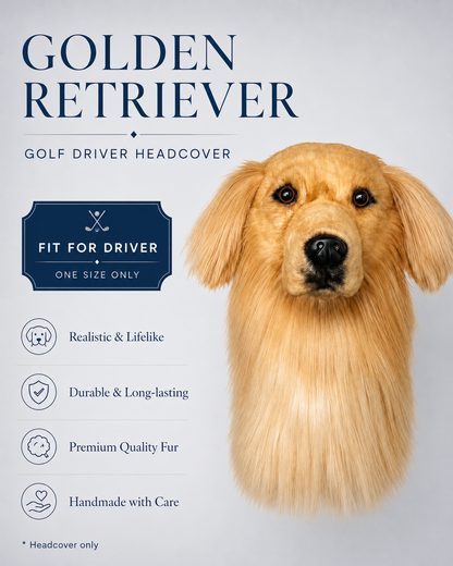 Golden Retriever Golf Driver Headcover – Plush Dog Golf Club Cover