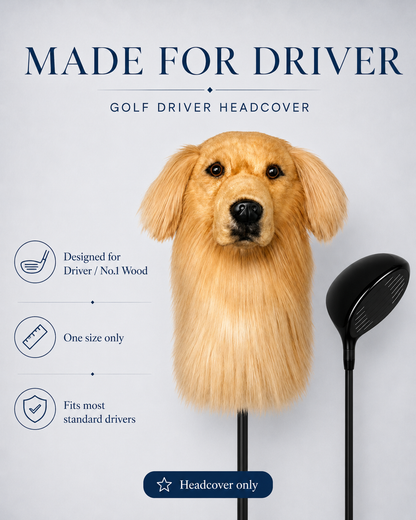 Golden Retriever Golf Driver Headcover – Plush Dog Golf Club Cover