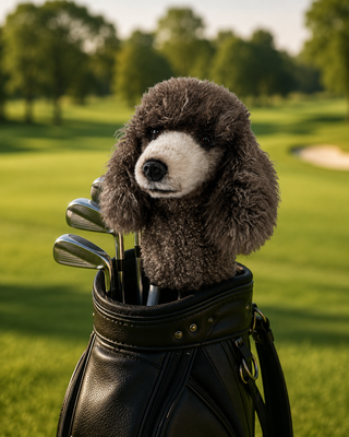 Gray Poodle Golf Driver Headcover, Plush Dog Club Cover for No.1 Wood