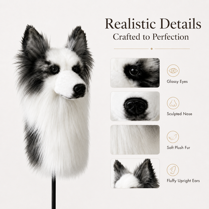 Border Collie Golf Driver Headcover – Plush Dog Golf Club Cover