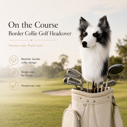 Border Collie Golf Driver Headcover – Plush Dog Golf Club Cover
