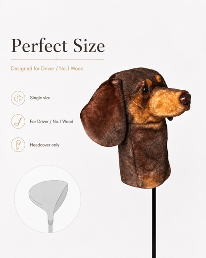 Dachshund Golf Driver Headcover, Plush Dog Club Cover for No.1 Wood