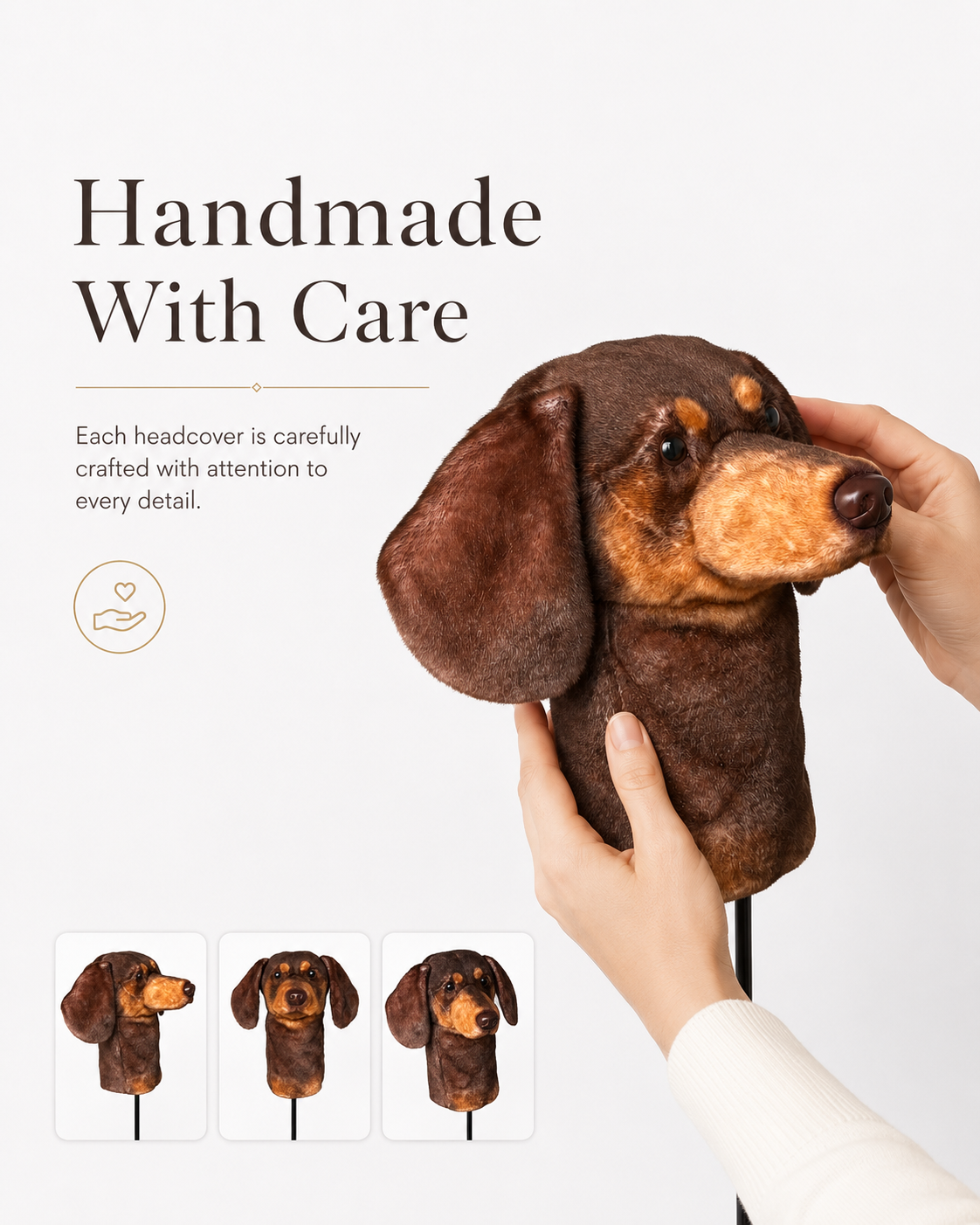 Dachshund Golf Driver Headcover, Plush Dog Club Cover for No.1 Wood