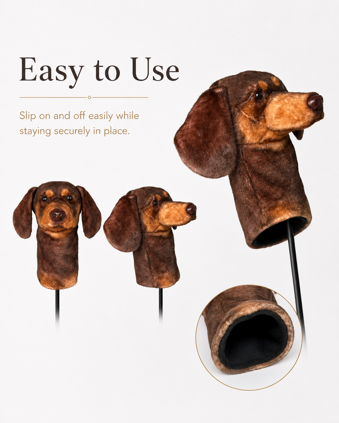 Dachshund Golf Driver Headcover, Plush Dog Club Cover for No.1 Wood