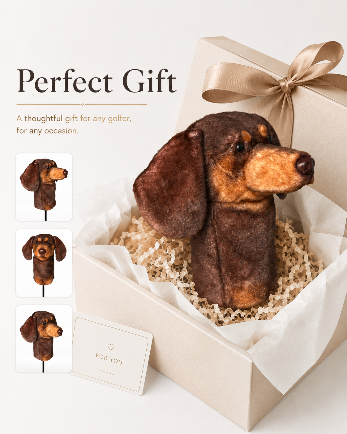 Dachshund Golf Driver Headcover, Plush Dog Club Cover for No.1 Wood