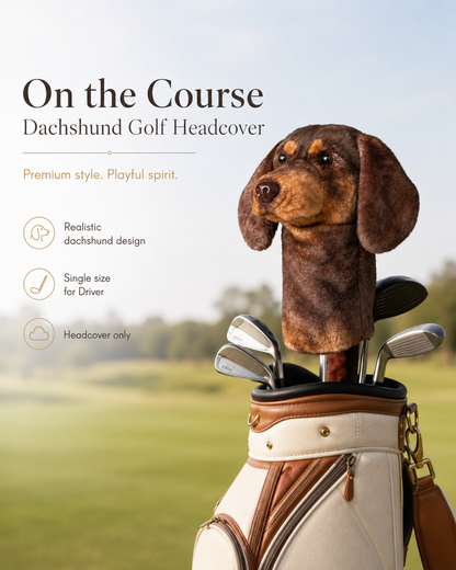 Dachshund Golf Driver Headcover, Plush Dog Club Cover for No.1 Wood