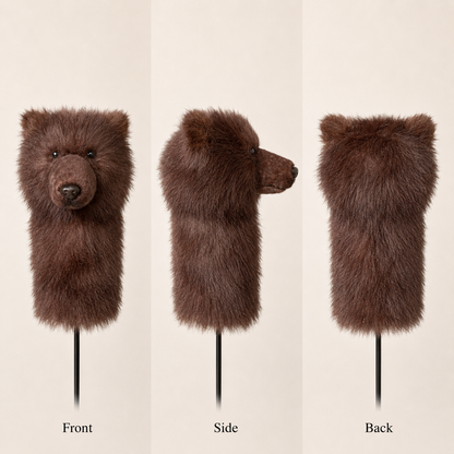 Brown Bear Golf Headcover, Plush Animal Driver Cover, Realistic Faux Fur Golf Club Cover