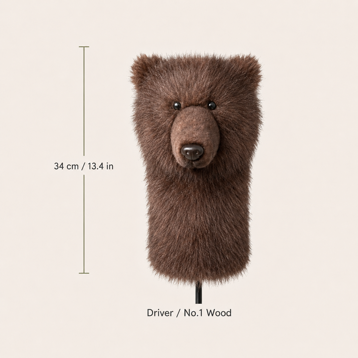Brown Bear Golf Headcover, Plush Animal Driver Cover, Realistic Faux Fur Golf Club Cover