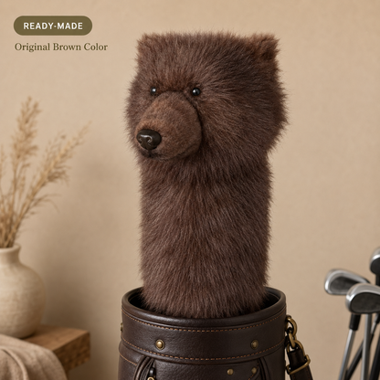 Brown Bear Golf Headcover, Plush Animal Driver Cover, Realistic Faux Fur Golf Club Cover