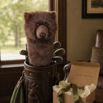 Brown Bear Golf Headcover, Plush Animal Driver Cover, Realistic Faux Fur Golf Club Cover