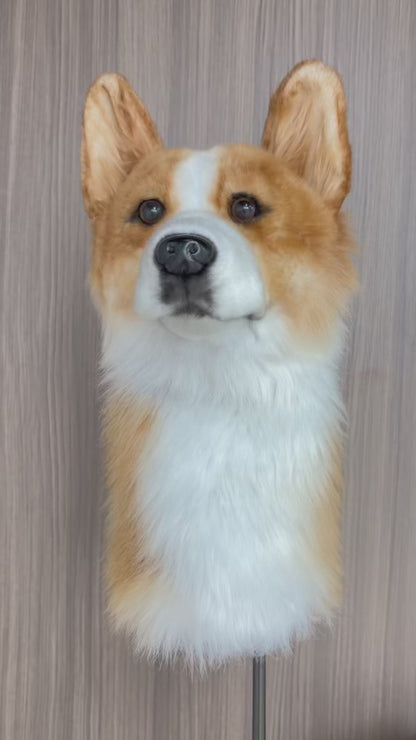Corgi Golf Driver Headcover, Plush Dog Club Cover for No.1 Wood