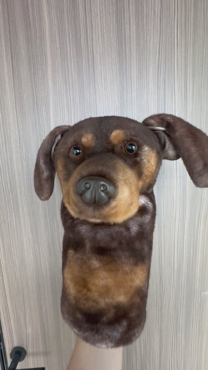Dachshund Golf Driver Headcover, Plush Dog Club Cover for No.1 Wood